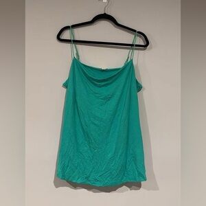 POL Women’s Teal Spaghetti Strap Cowl Neck Tank Top LARGE NWOT